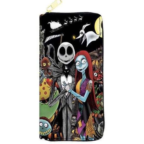 Nightmare Before Christmas Billfold Zippered Wallet Skellington (35) - Picture 1 of 2